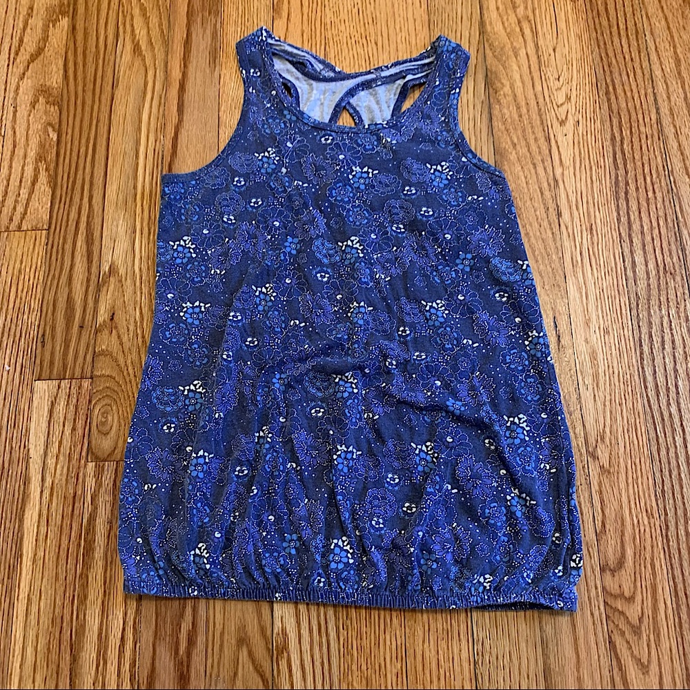 Blue Flower-Patterned Tank Top